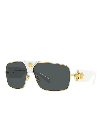 Versace Rectangle-frame Sunglasses In Gold