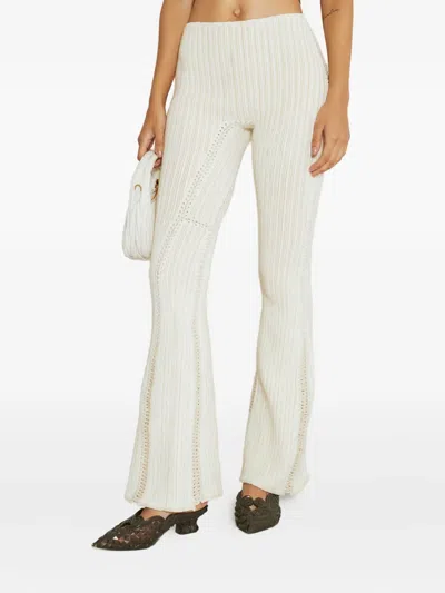 Isa Boulder Ribbed Embellished Trousers In Neutral