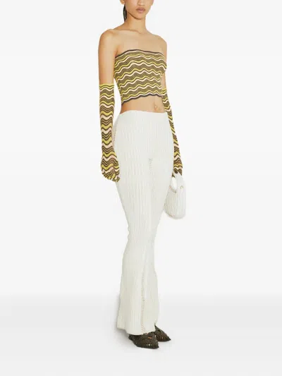 Isa Boulder Ribbed Embellished Trousers In Neutral