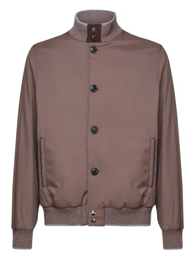 Fedeli Button-fastening Bomber Jacket In Brown
