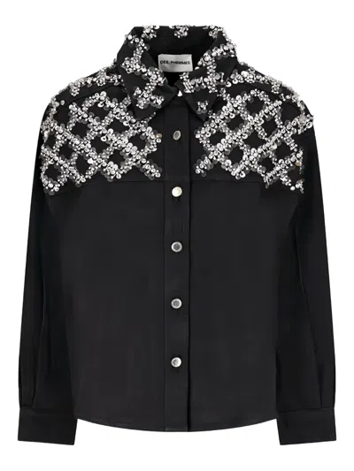 Des_phemmes Crystal-embellished Shirt In Black