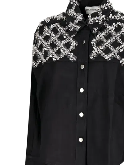 Des_phemmes Crystal-embellished Shirt In Black