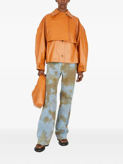 Kassl Editions Pilot Oil Orange Coated Cotton-blend Jacket In Orange