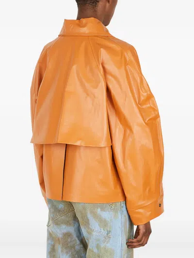 Kassl Editions Pilot Oil Orange Coated Cotton-blend Jacket In Orange