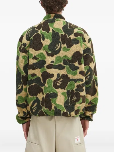 A Bathing Ape Camouflage-print Fleece Bomber Jacket In Green