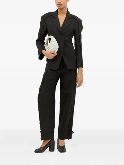 Ganni Tweed Blazer In Black