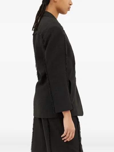 Ganni Tweed Blazer In Black