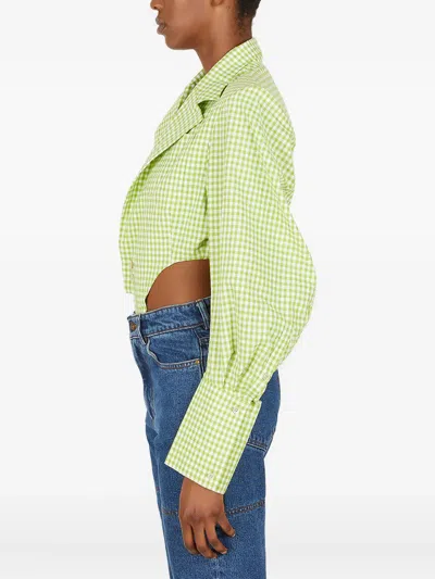 Ninamounah Gingham Padded-shoulder Body In Green