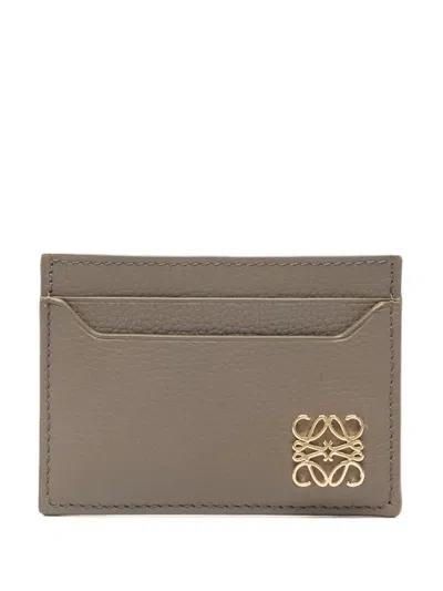 Loewe Logo-plaque Calfskin Cardholder In Neutral