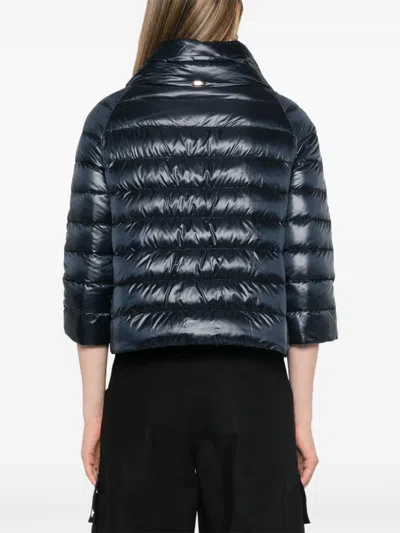 Herno Sleek Black Puffer Jacket With High Collar In Black