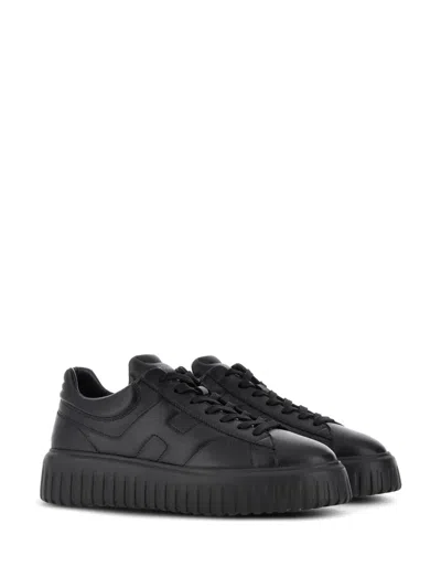Hogan Leather H-stripes Tread Sneakers In Black