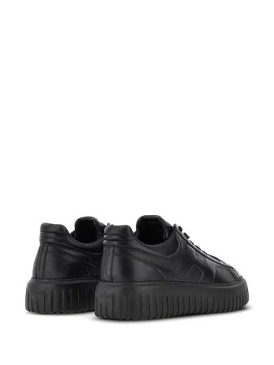 Hogan Leather H-stripes Tread Sneakers In Black