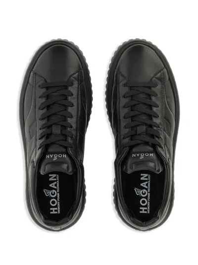 Hogan Leather H-stripes Tread Sneakers In Black