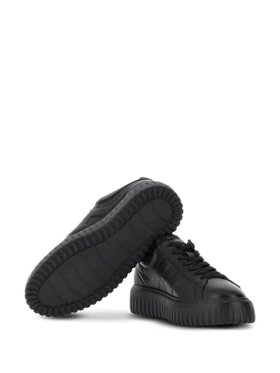 Hogan Leather H-stripes Tread Sneakers In Black