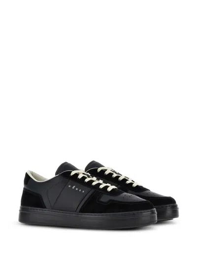 Hogan H-tv Smooth And Suede Leather Sneakers In Black
