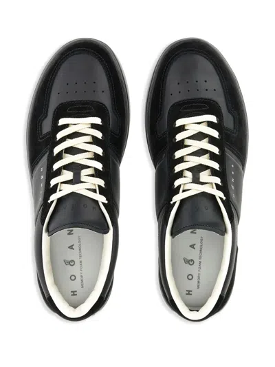 Hogan H-tv Smooth And Suede Leather Sneakers In Black