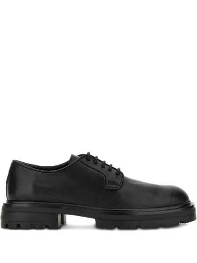 Hogan Chunky Sole Round Toe Derby Shoes In Black