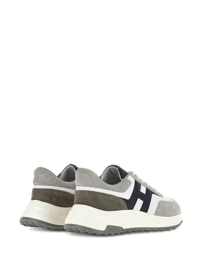 Hogan Round Toe Rubber Sole Panelled Design Sneakers In Gray