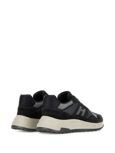 Hogan Suede And Smooth Leather Hyperlight Sneakers With Technical Fabric Inserts In Black
