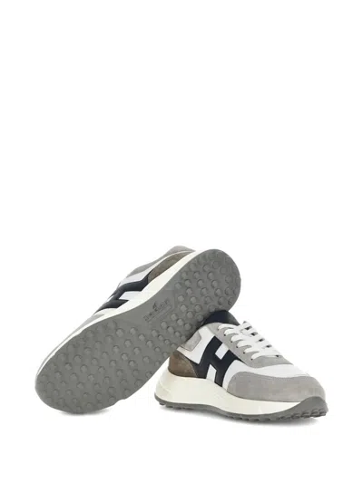 Hogan Round Toe Rubber Sole Panelled Design Sneakers In Gray