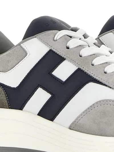 Hogan Round Toe Rubber Sole Panelled Design Sneakers In Gray
