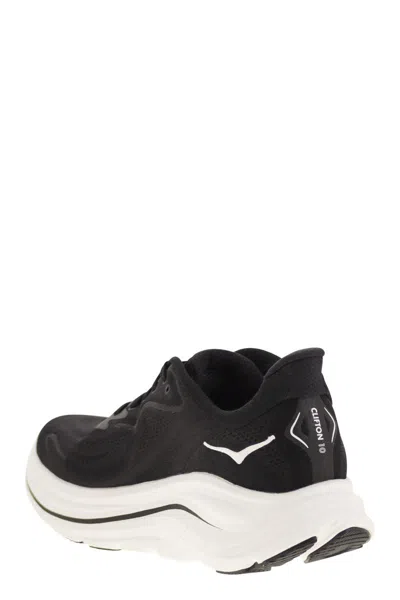 Hoka Clifton 10 Rubber-trimmed Jacquard Running Sneakers In Black