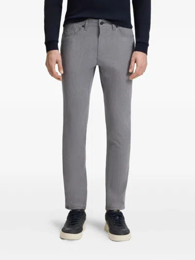 Hugo Boss Delaware Slim-fit Trousers In Wrinkle-resistant Dobby In Gray