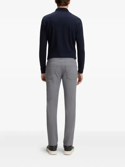 Hugo Boss Delaware Slim-fit Trousers In Wrinkle-resistant Dobby In Gray
