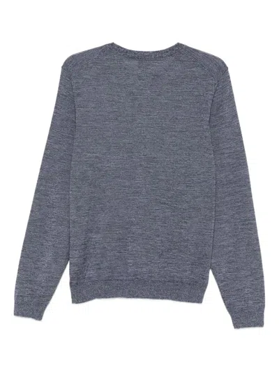Hugo Boss Fine Knit Crew Neck Sweater With Ribbed Cuffs In Gray