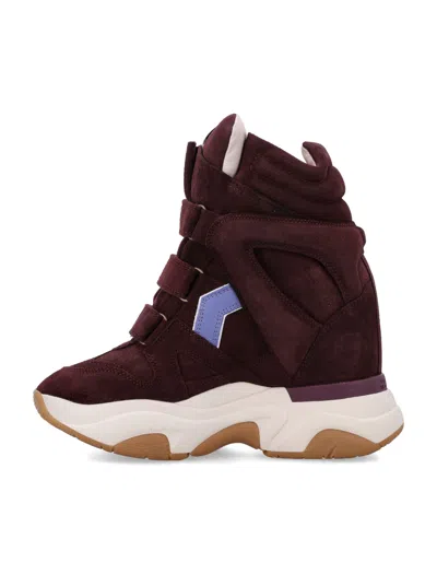Isabel Marant Balskee High-top Wedge Suede Calfskin Leather Sneakers In Red