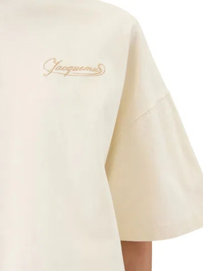 Jacquemus Beige Crewneck Logo T-shirt In Neutral