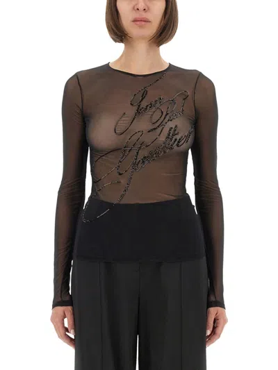 Jean Paul Gaultier Black Polyamide Elastane Tops In Black