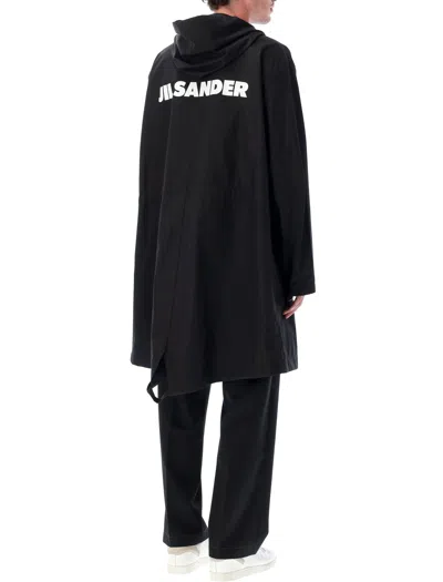 Jil Sander Cotton Logo Parka In Black