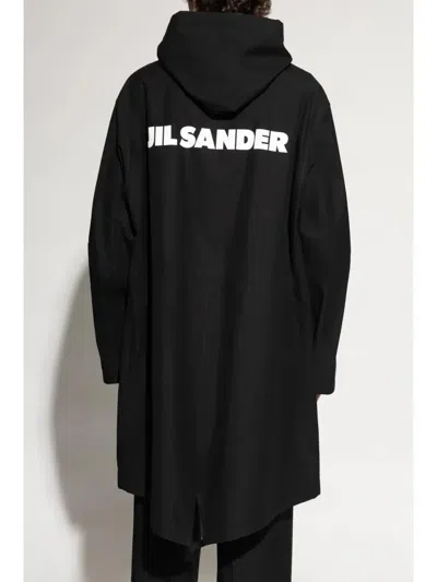 Jil Sander Cotton Logo Parka In Black