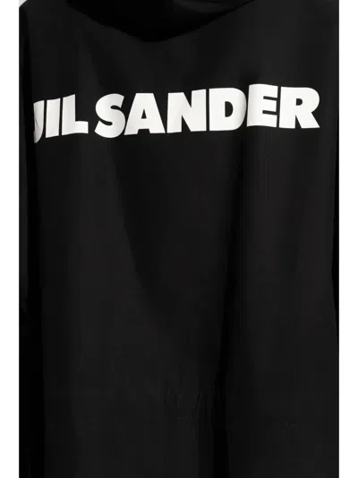 Jil Sander Cotton Logo Parka In Black