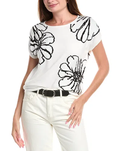 T Tahari Floral Shirt In White
