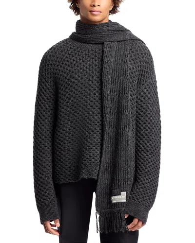 Mm6 Maison Margiela Wool Blend Sweater With Integrated Scarf In Black