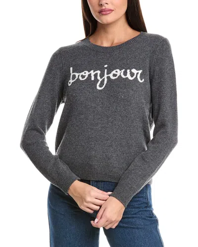 Cinq À Sept Cinq A Sept Bonjour Graphic Crewneck Sweater In Gray