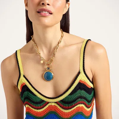 La Doublej Striped Crocheted Cotton Maxi Dress