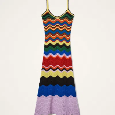 La Doublej Striped Crocheted Cotton Maxi Dress