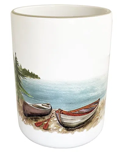 Abbiamo Tutto Day At The Lake Canoe Wine Bottle/utensil Holder In White