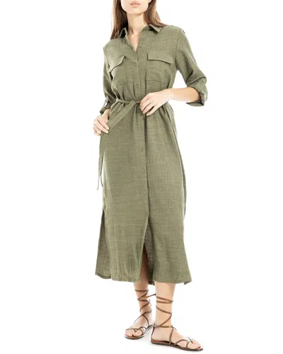 Max Studio Maxi Shirt Dress In Green