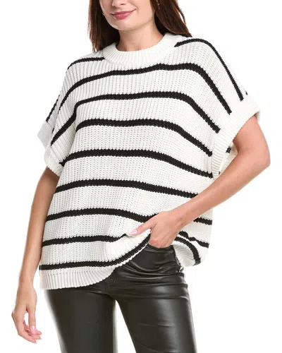 Elan Stripe Sweater Top In Black/ivory In White