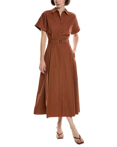 Lafayette 148 New York Upland Dress With Self Belt In Brown