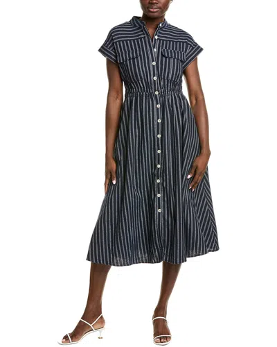 Gracia Linen-blend A-line Dress In Blue