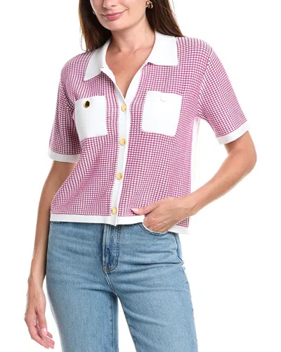 St John St. John Vichy Knit Cardigan In Blue