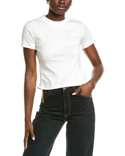 Burberry White T-shirt With Check Pattern Detail In White