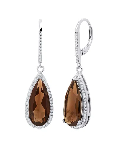 Maxcolor Silver 7.50 Ct. Tw. Smoky Quartz Earrings In Brown