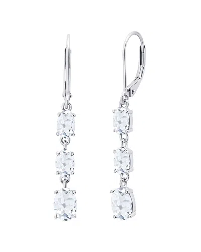 Maxcolor Silver 2.50 Ct. Tw. Lab-grown White Sapphire Dangle Earrings In Metallic