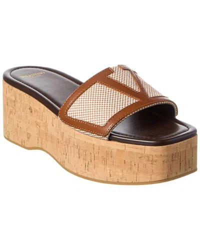 Valentino Vlogo 60 Canvas & Leather Platform Sandal
